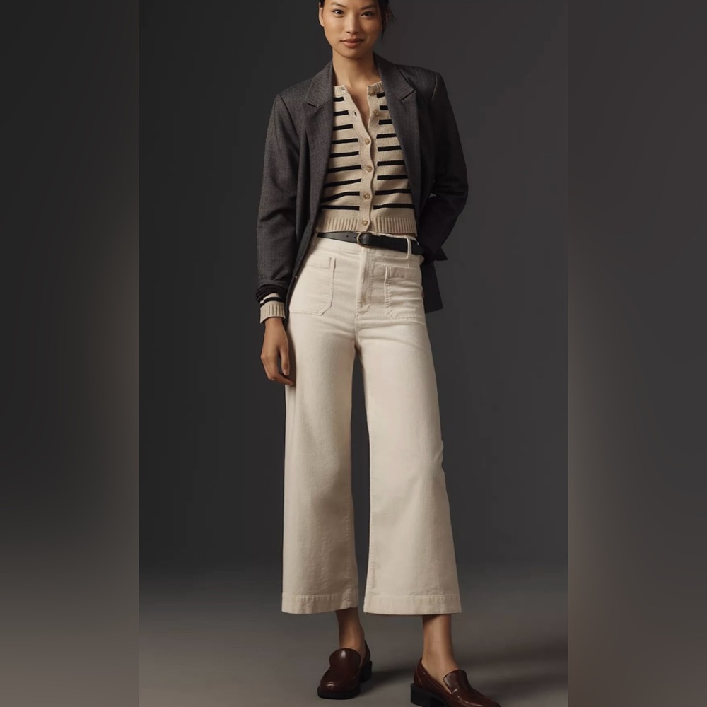 Anthropologie The Colette Corduroy Crop Wide-Leg Pants by Maeve